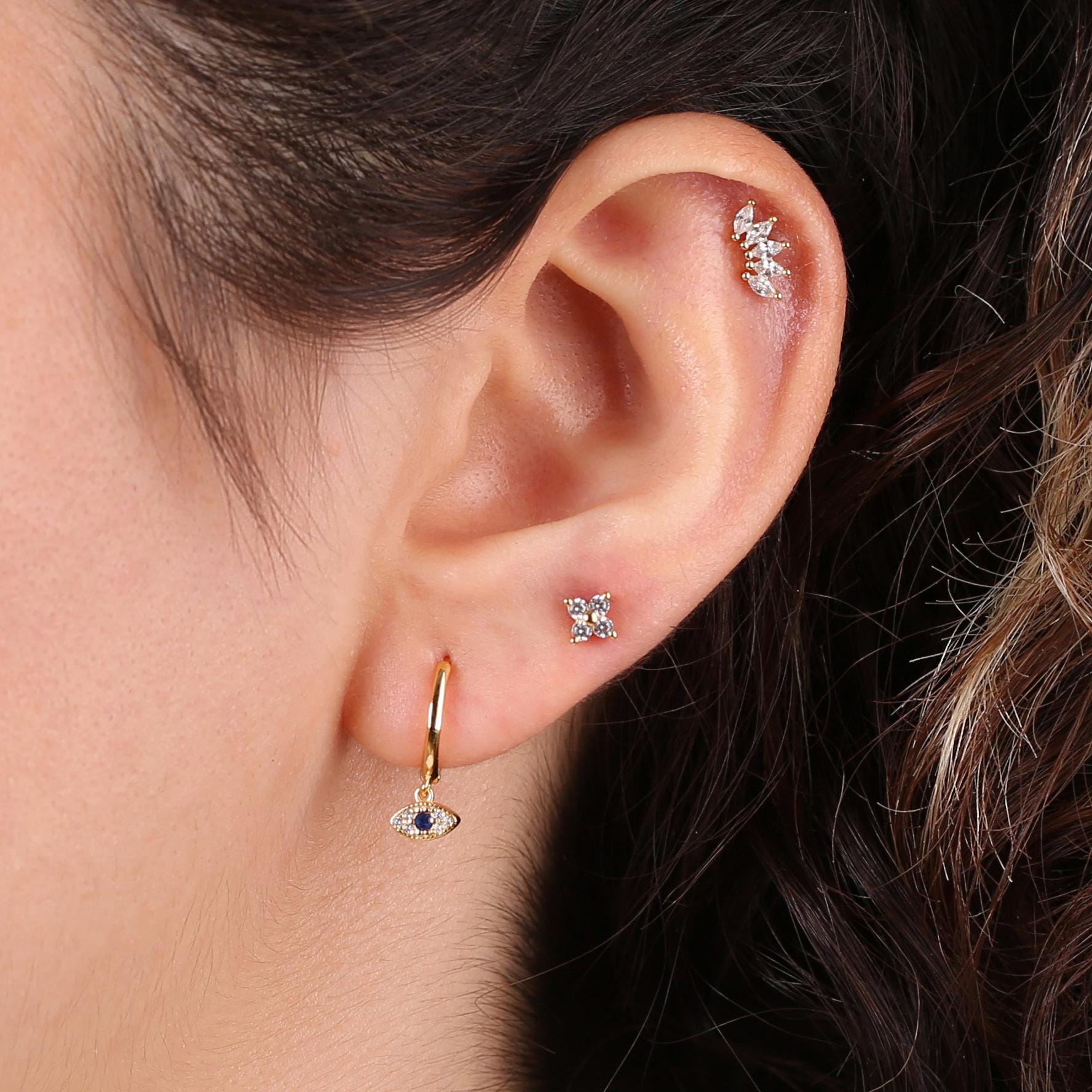 Marquise Fan Crown Stud Earrings