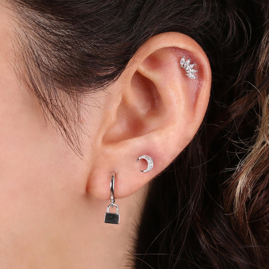 Marquise Fan Crown Stud Earrings