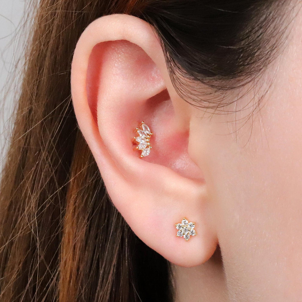 Marquise Fan Crown Stud Earrings