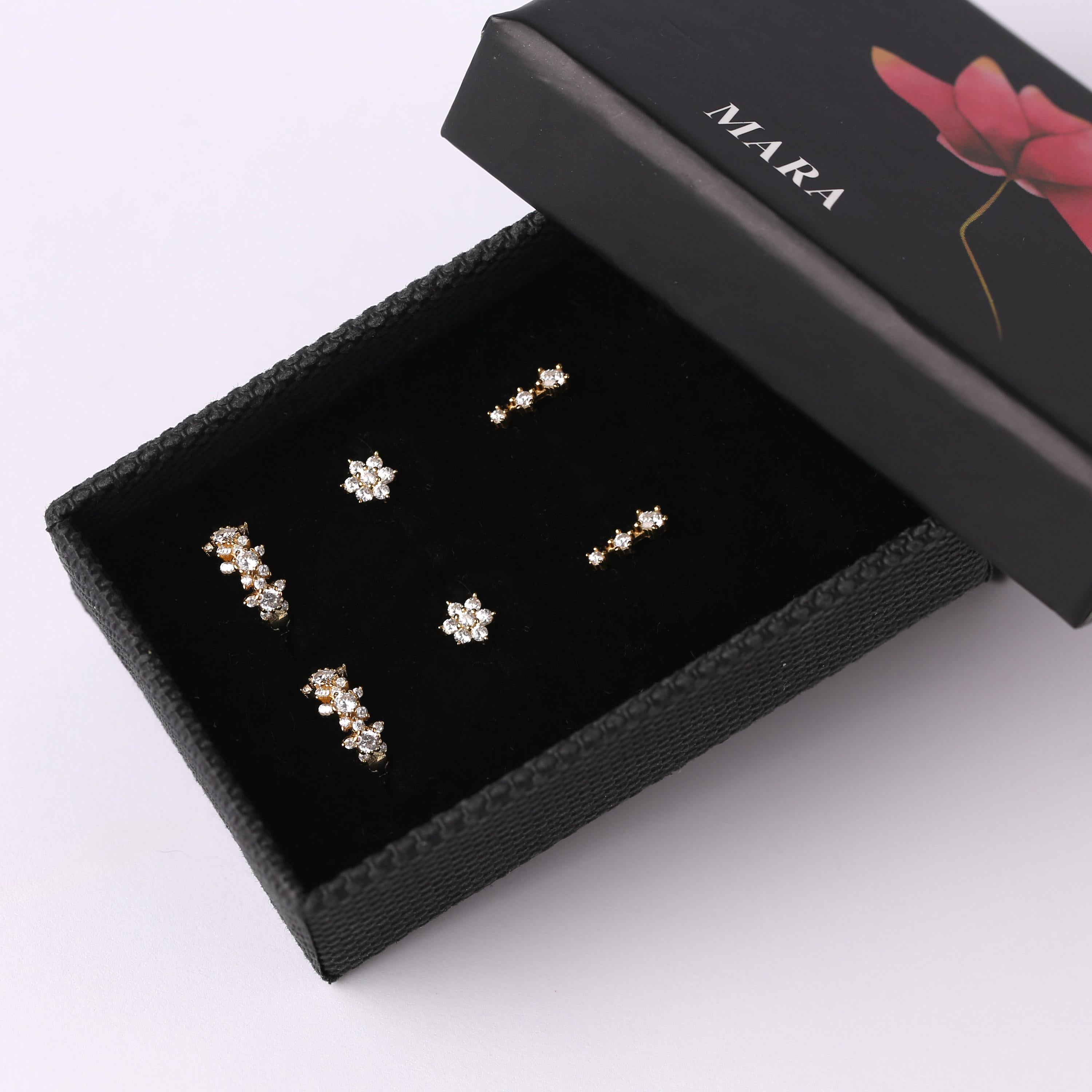 Tiny Sparkling Huggie Hoop Earrings Set