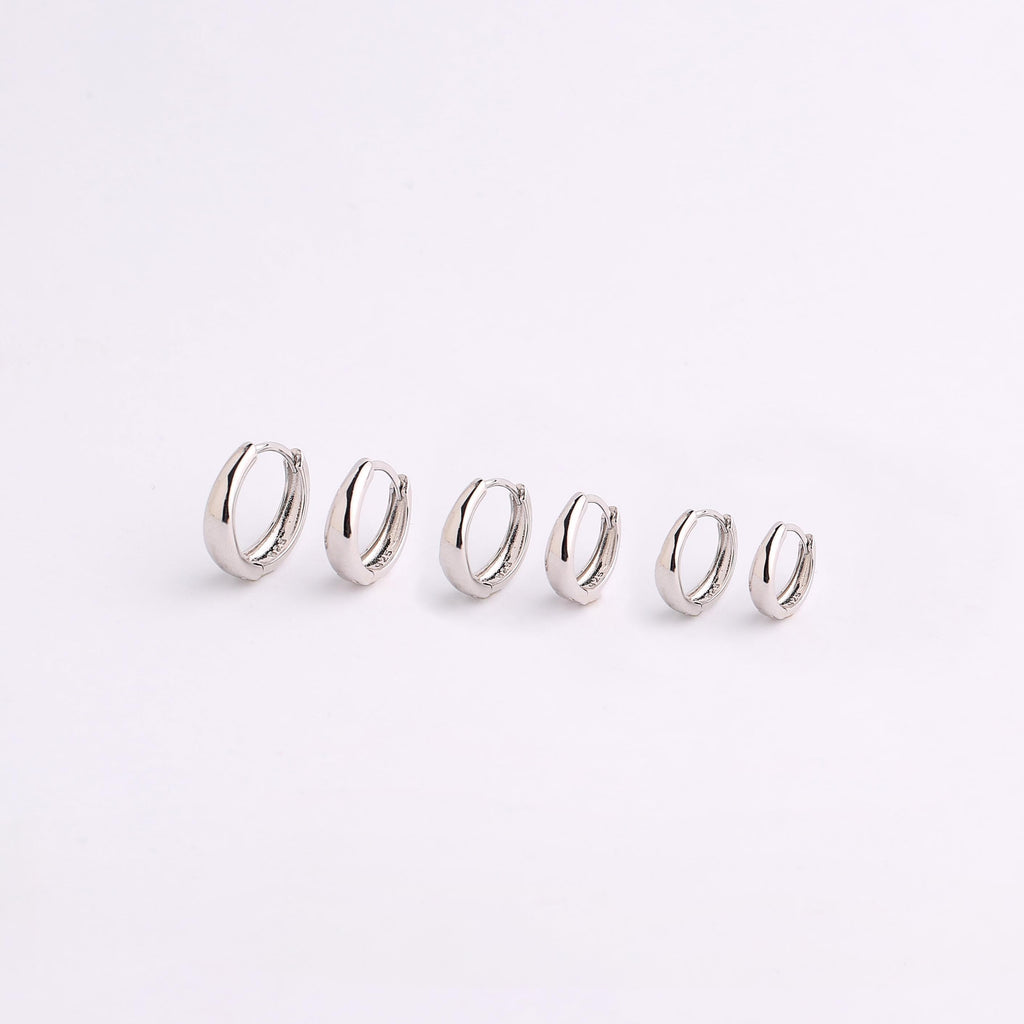 Sterling Silver Tapered Huggie Hoop Earrings