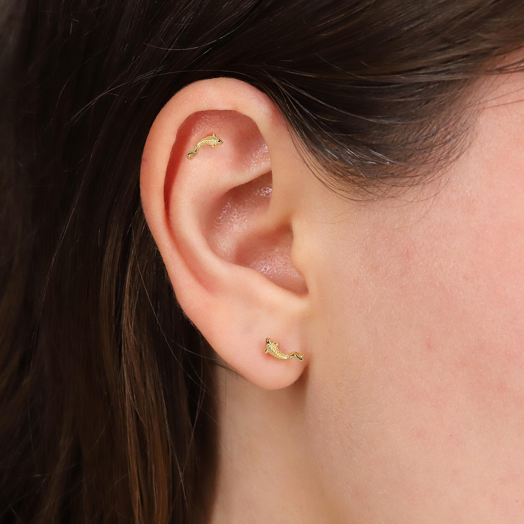 Sterling Silver Koi Fish Stud Earring