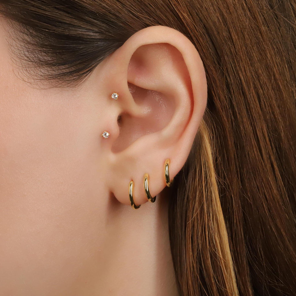 Tiny Gold Rounded Huggie Hoop Earrings