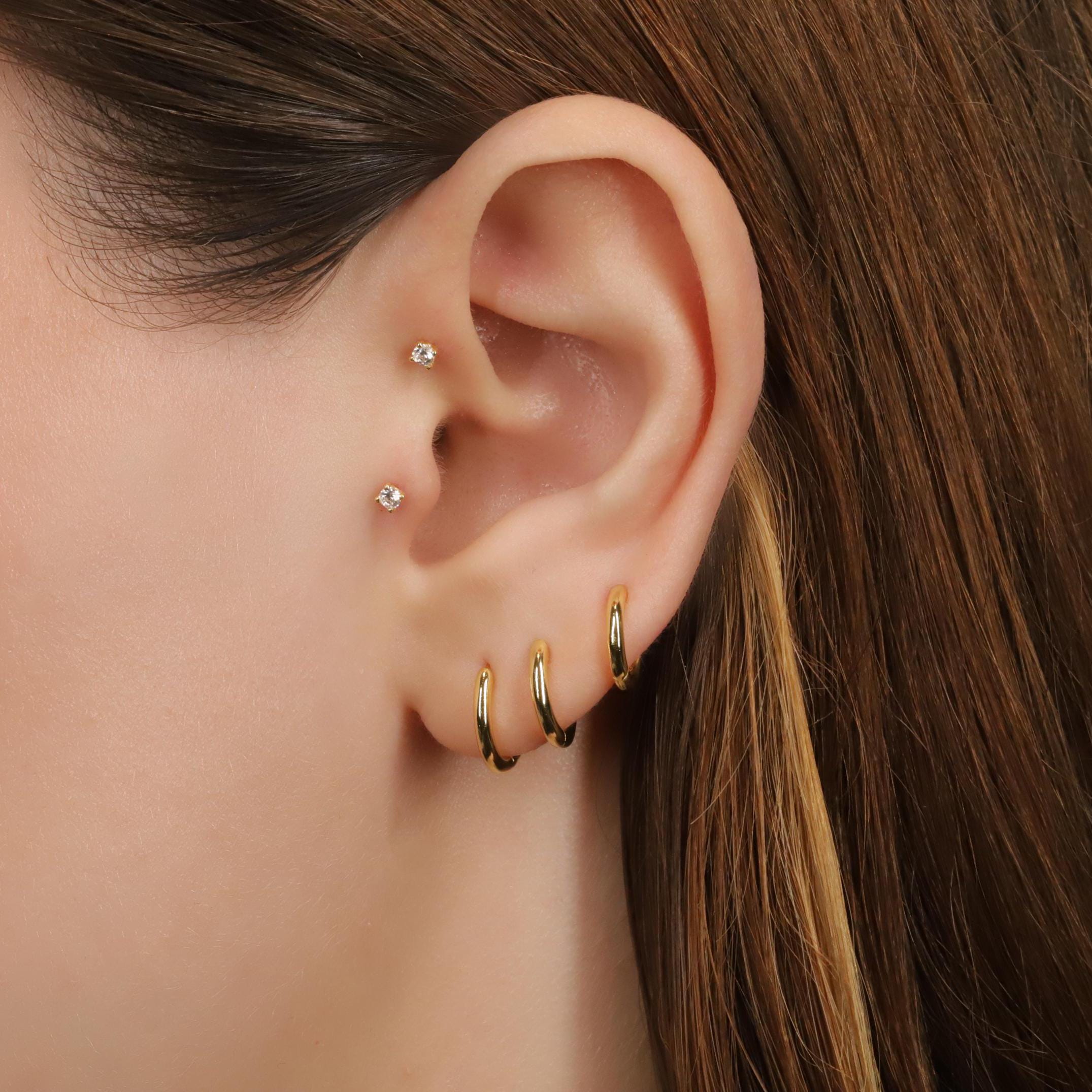 Tiny Gold Rounded Huggie Hoop Earrings
