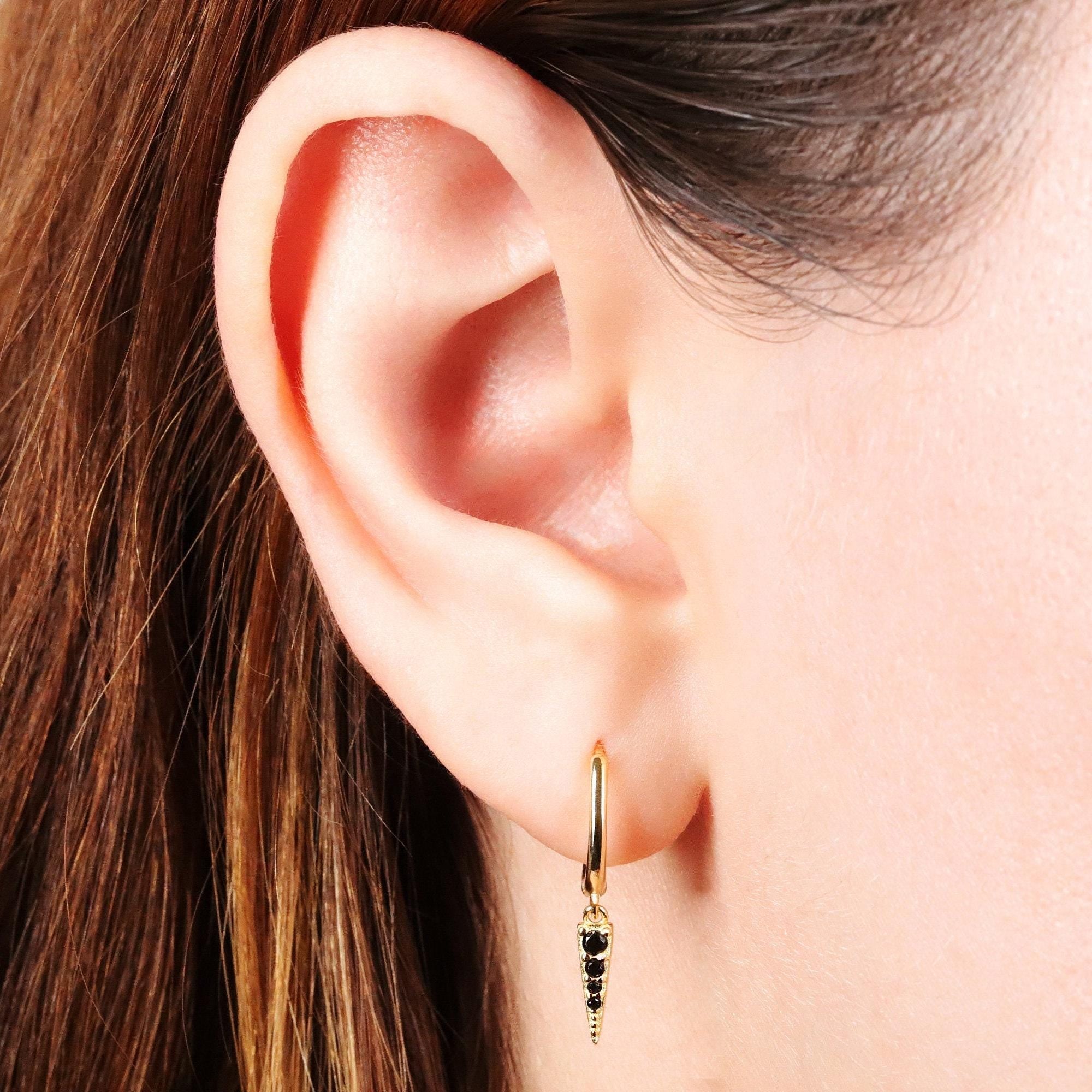 Sterling Silver Spike Dangle Hoop Earrings