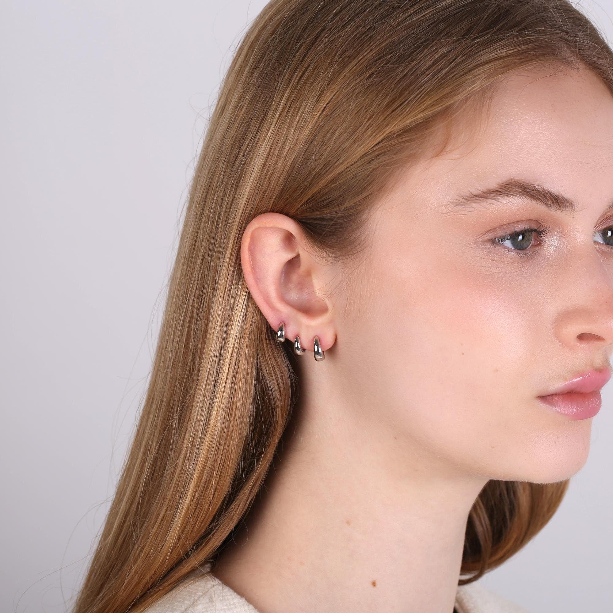 Gold Tapered Huggie Hoop Earrings