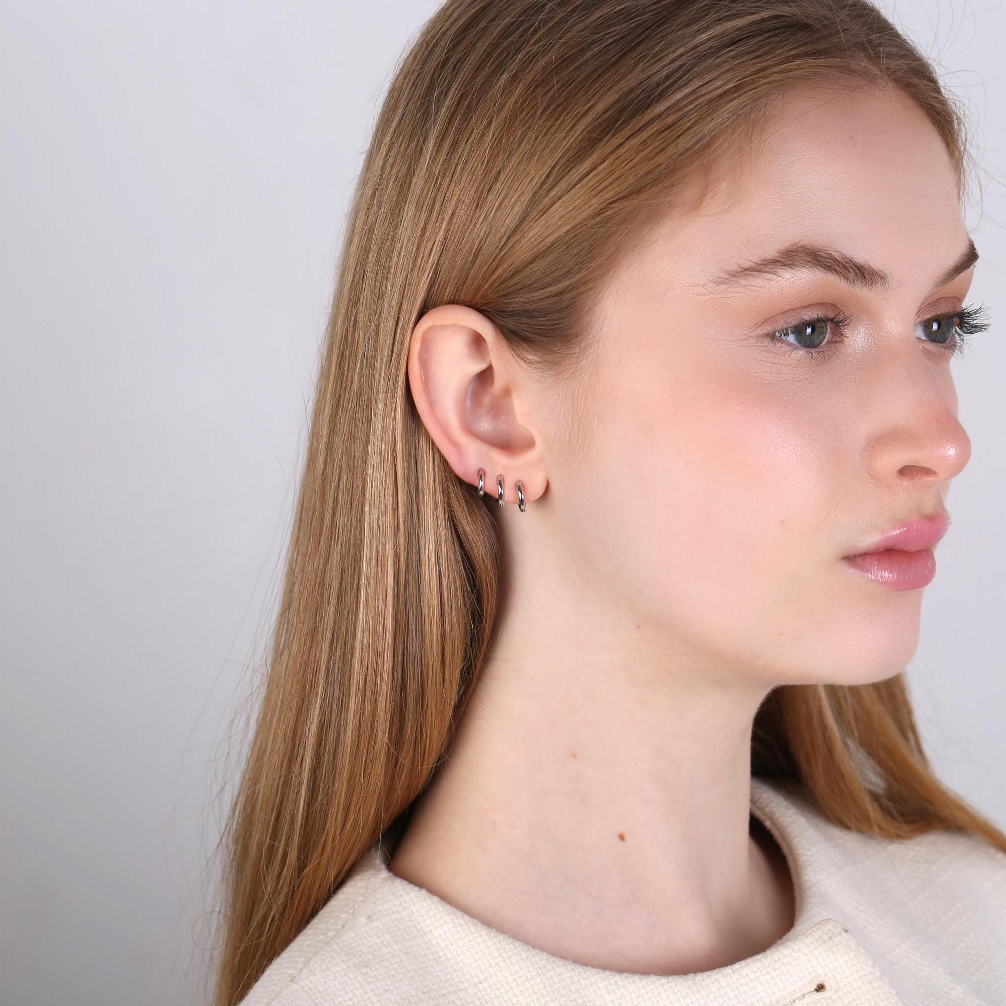 Tiny Gold Rounded Huggie Hoop Earrings