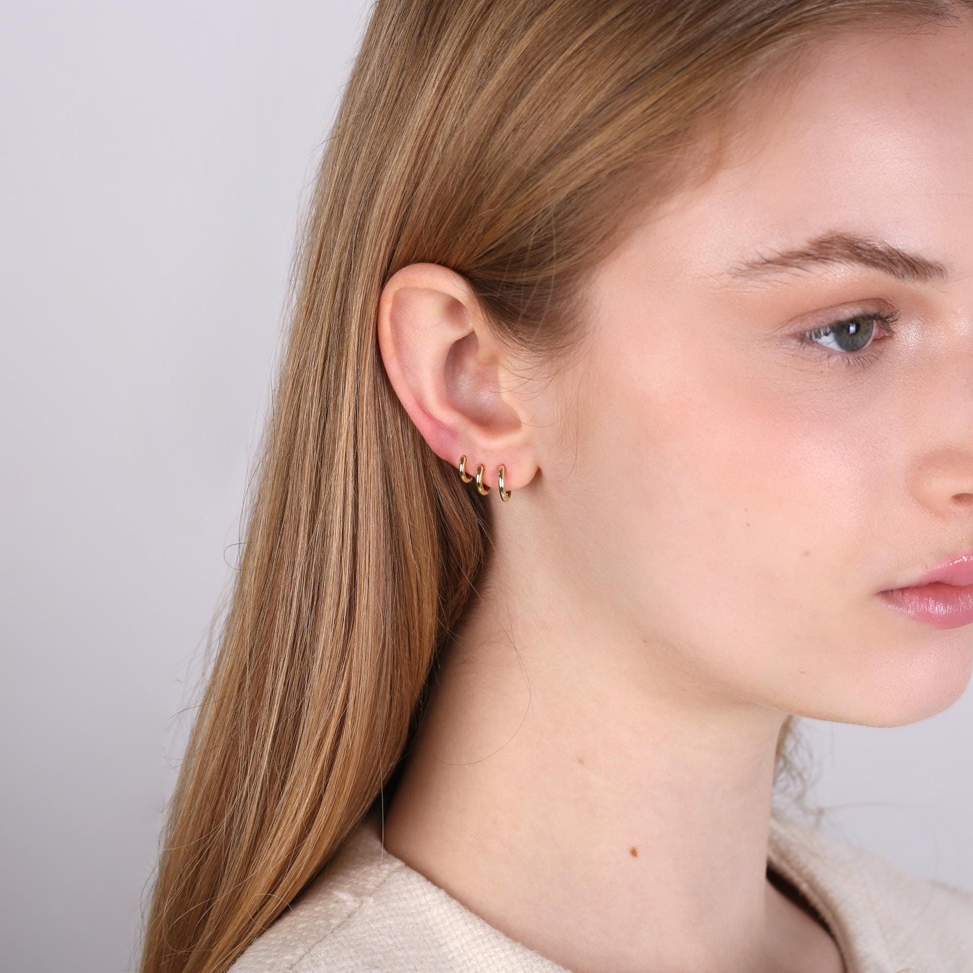 Tiny Gold Rounded Huggie Hoop Earrings