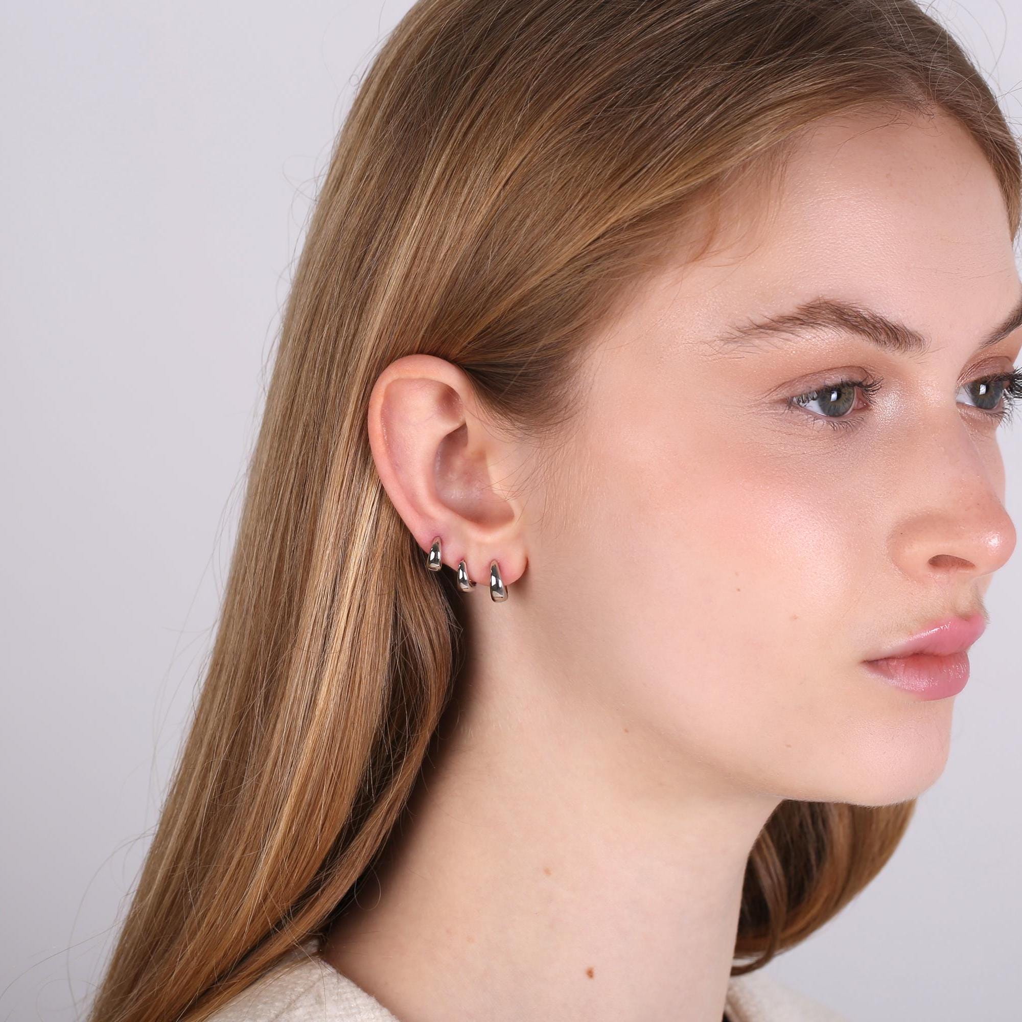 Tapered Huggie Hoop Earrings