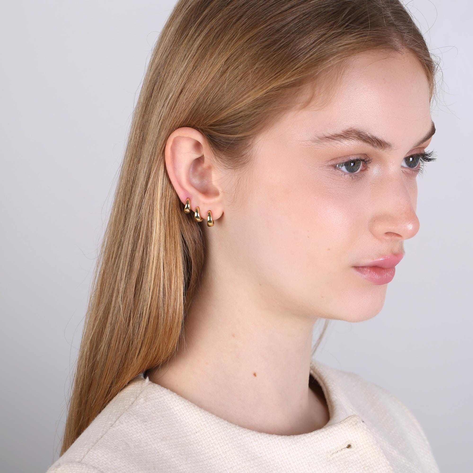 Tapered Huggie Hoop Earrings