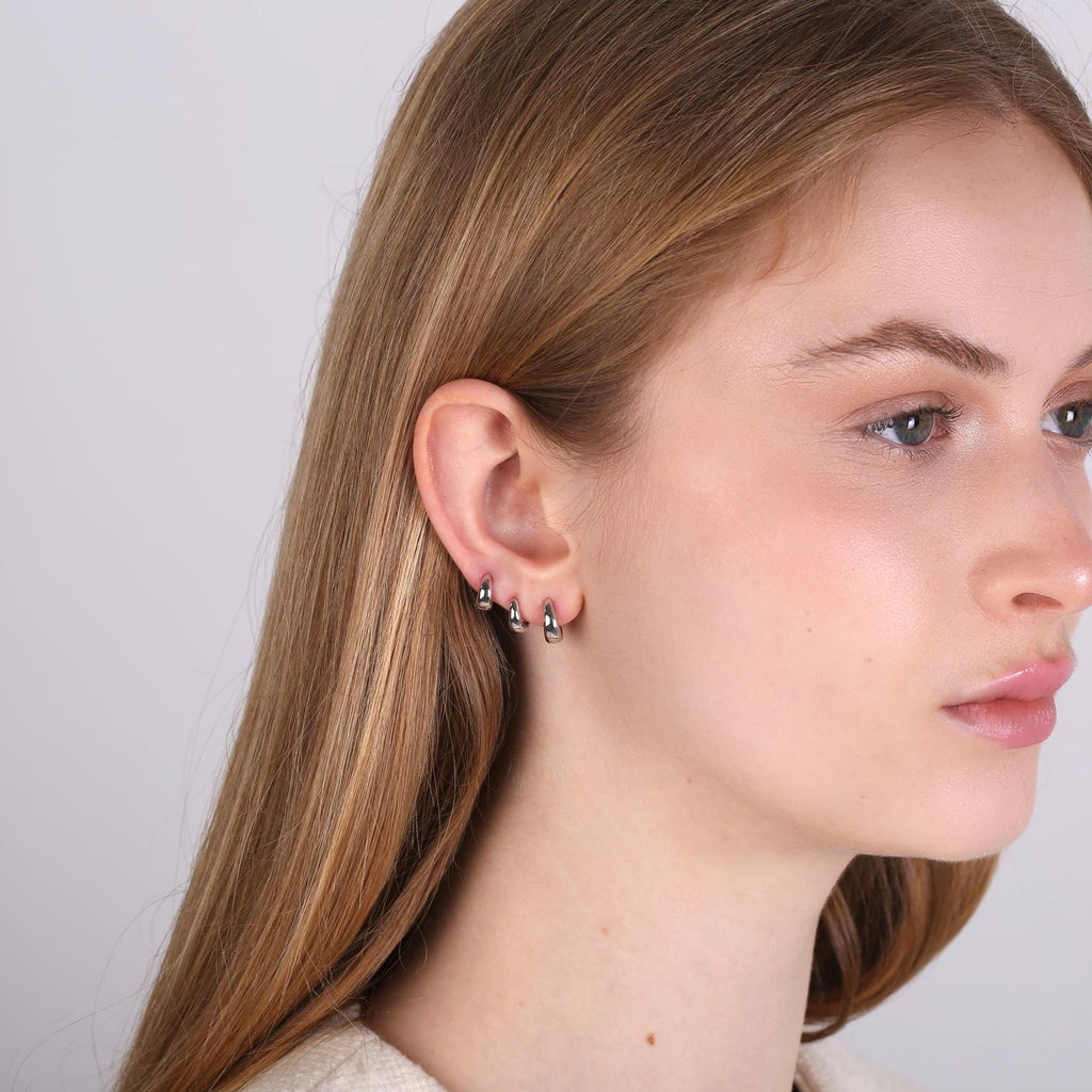 Sterling Silver Tapered Huggie Hoop Earrings