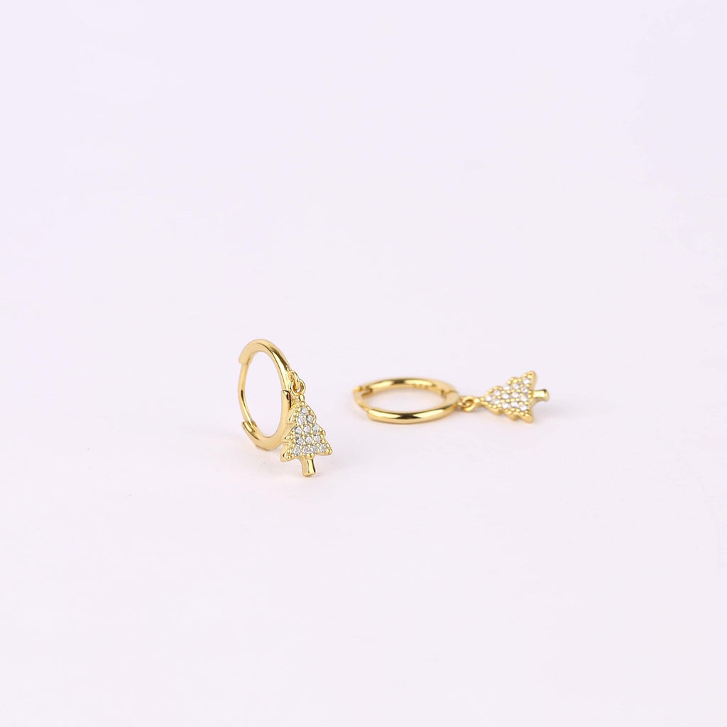 Christmas Tree Charm Dangle Hoop Earrings