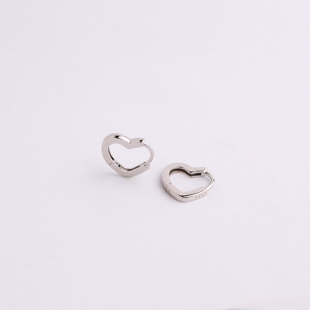 Gold Heart Huggie Hoop Earrings