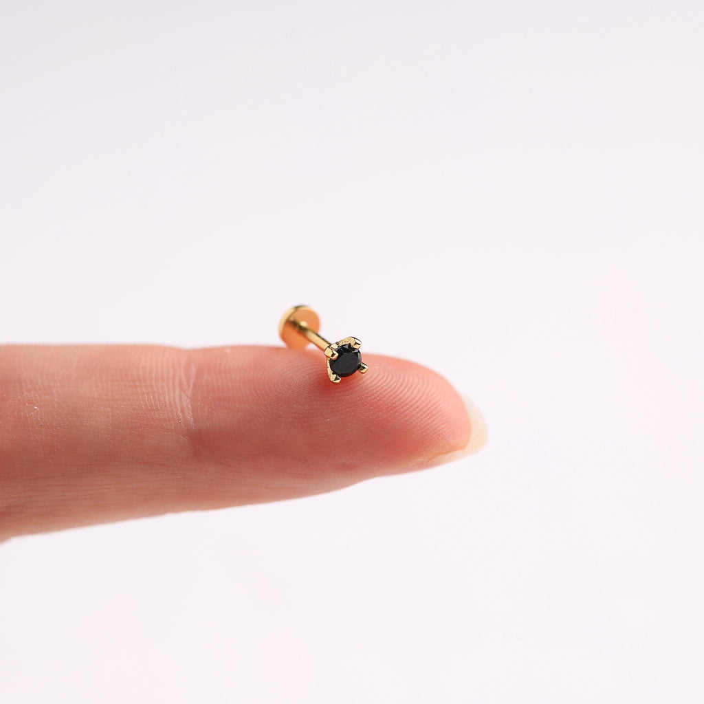 18G Black Stone Flat Back Stud