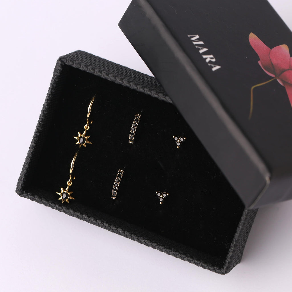 Tiny Star Charm Dangle Hoop Earrings Set