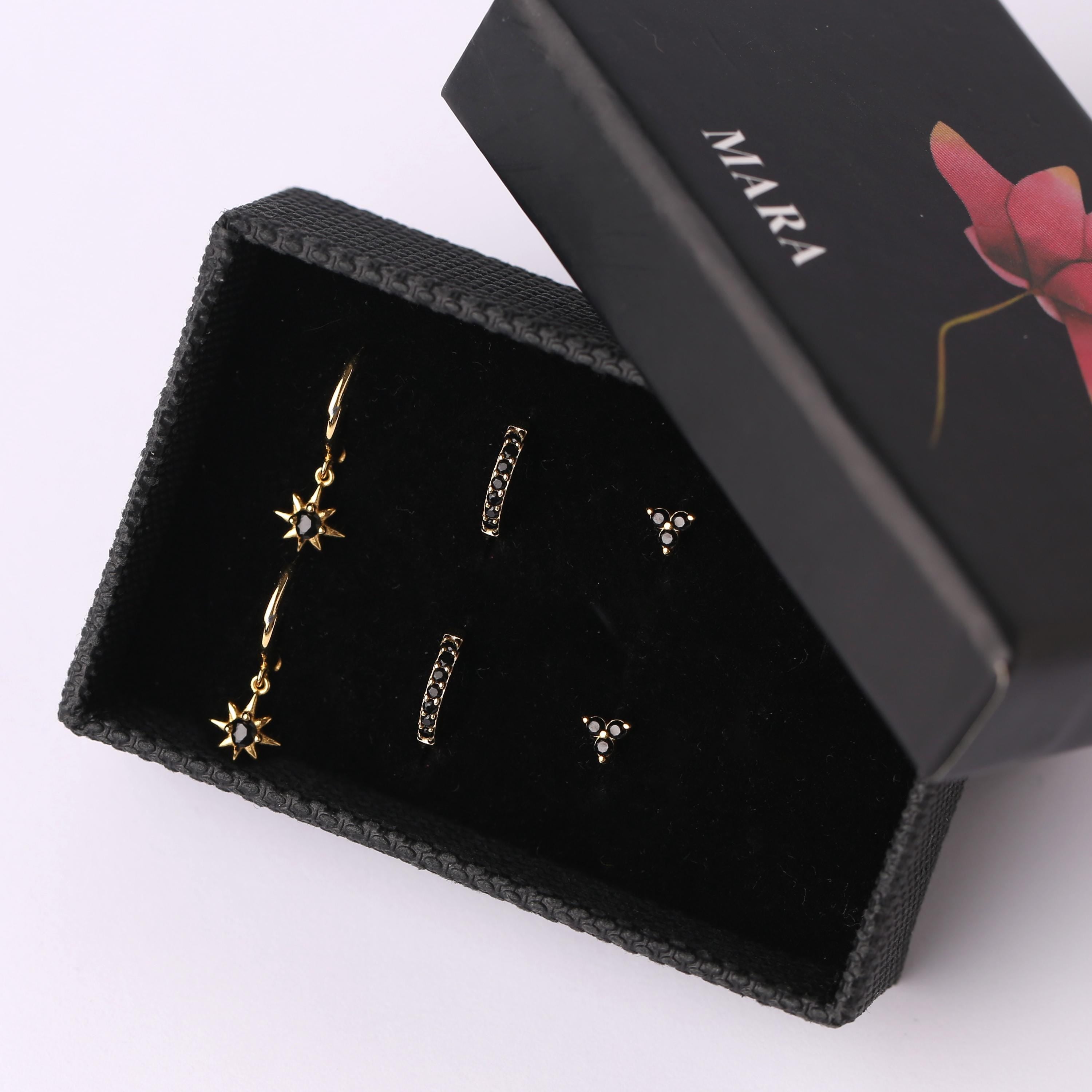 Tiny Star Charm Dangle Hoop Earrings Set