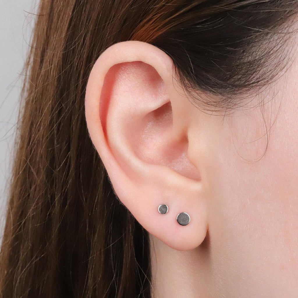 Sterling Silver Flat Disc Stud Earrings