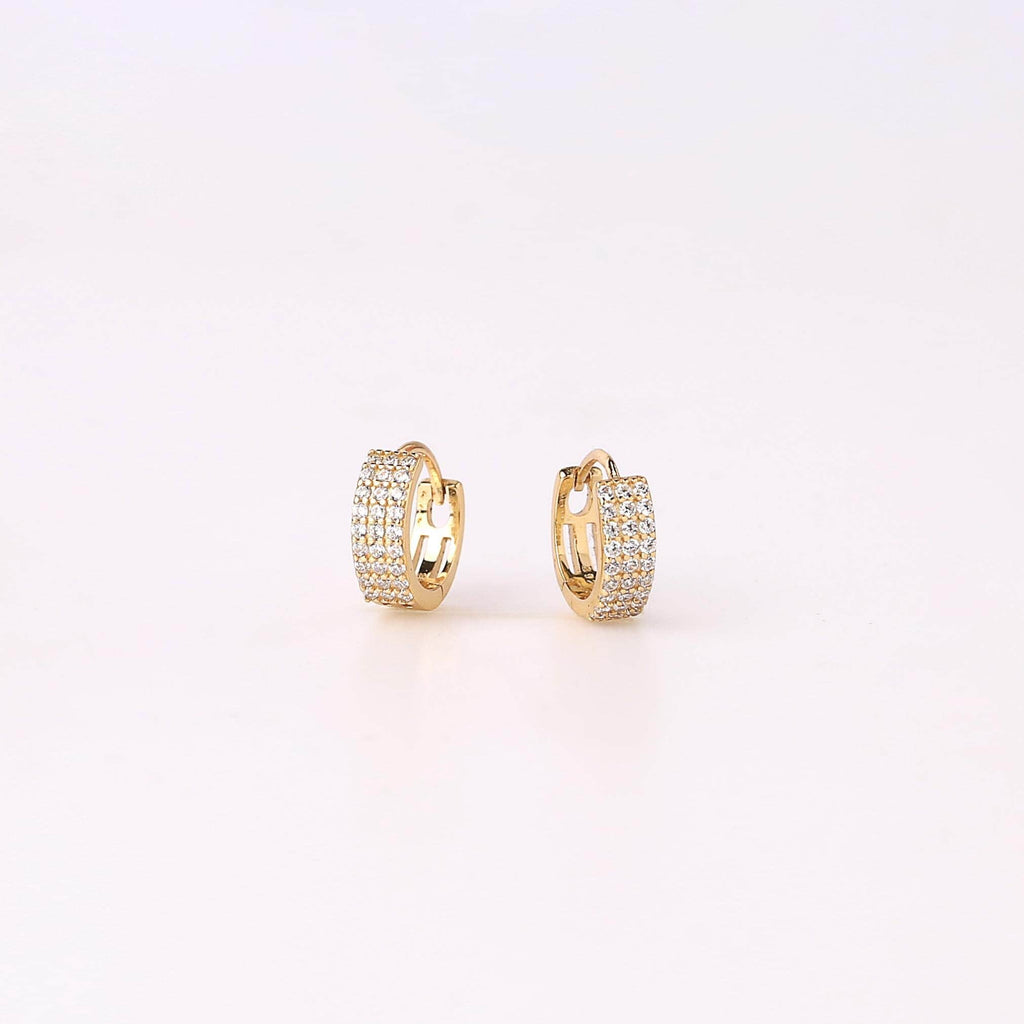 Triple Paved Huggie Hoop Earrings