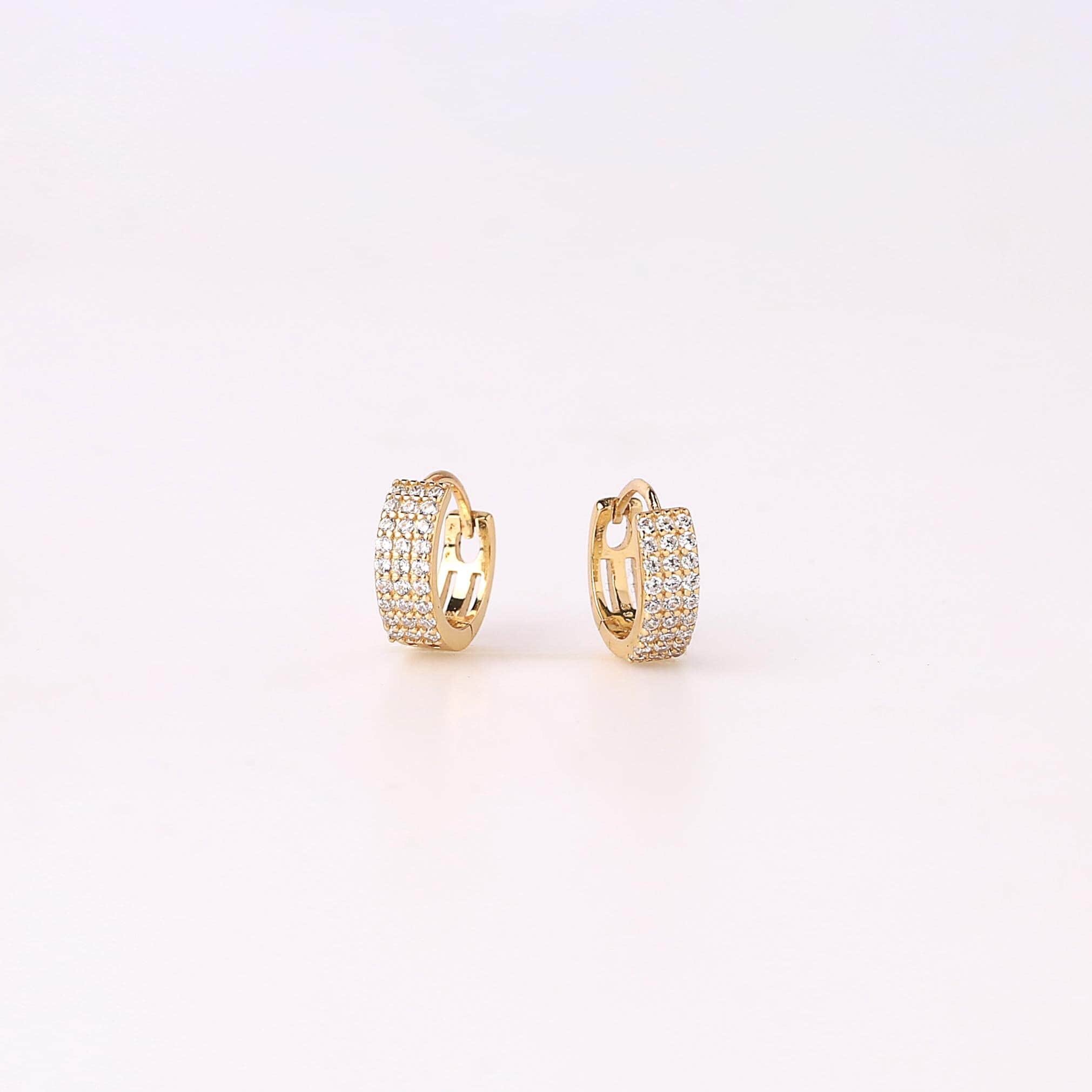 Triple Paved Huggie Hoop Earrings