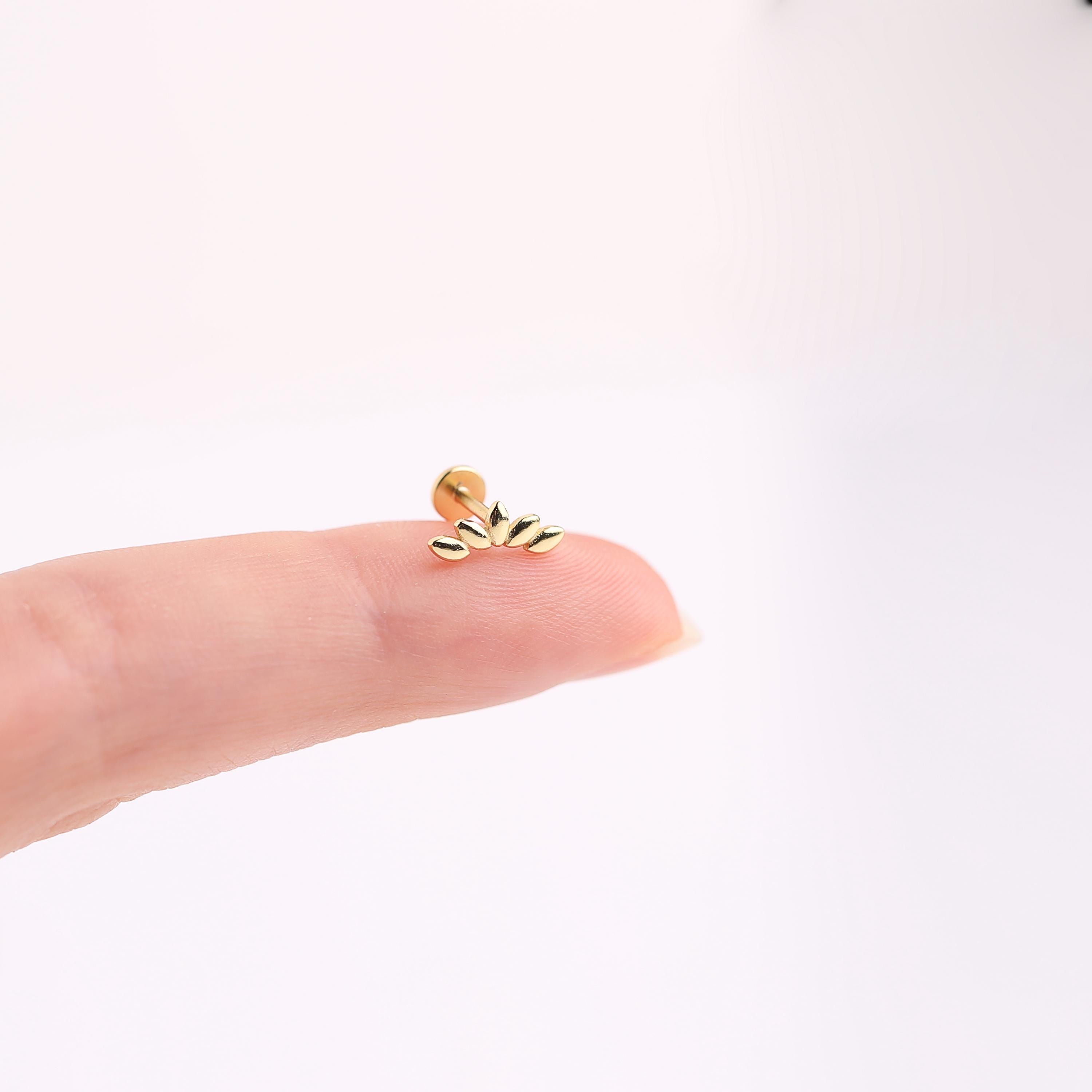 Climber Threadless End Push Pin Labret Gold Flat Back Stud