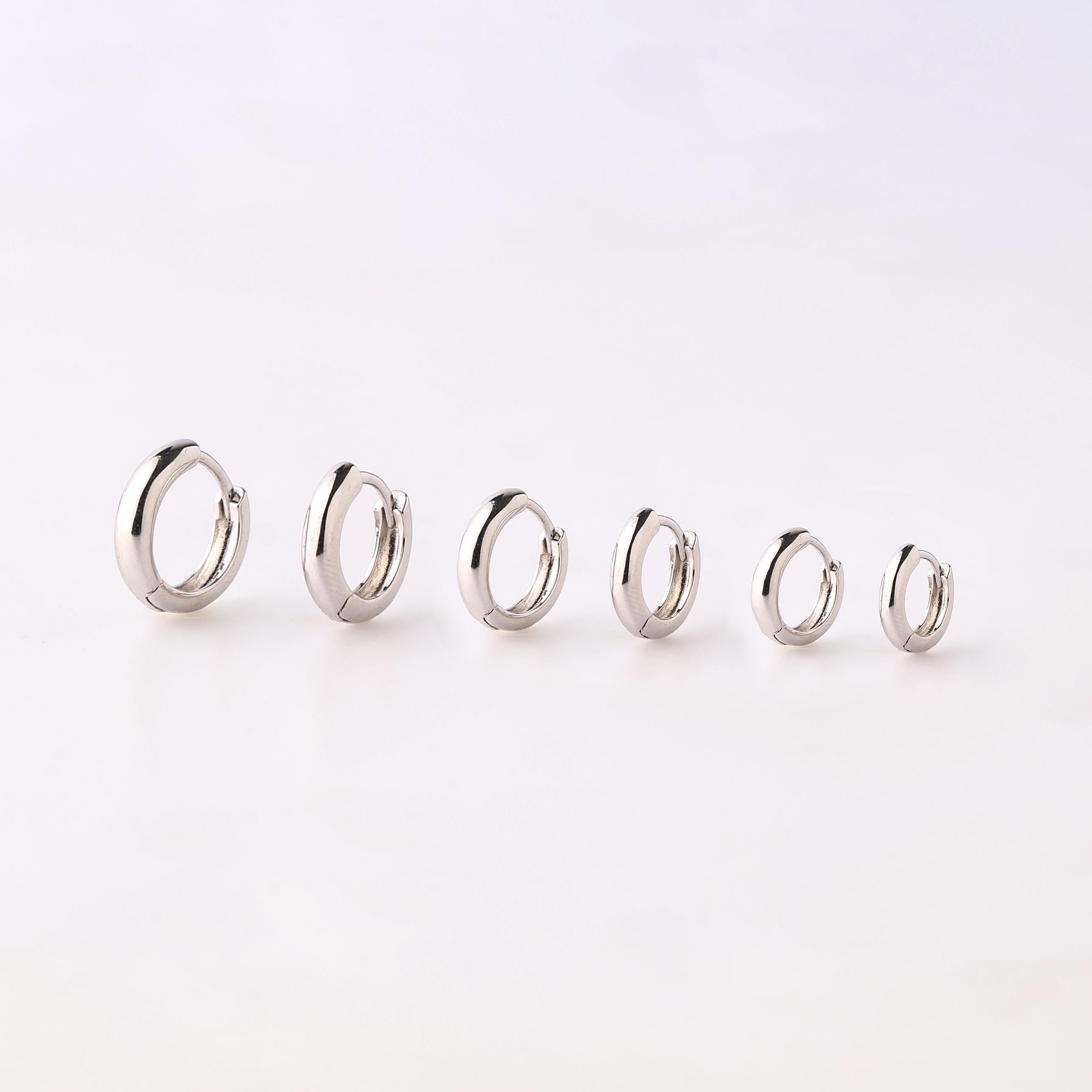 Silver Thick Huggie Hoop Earrings