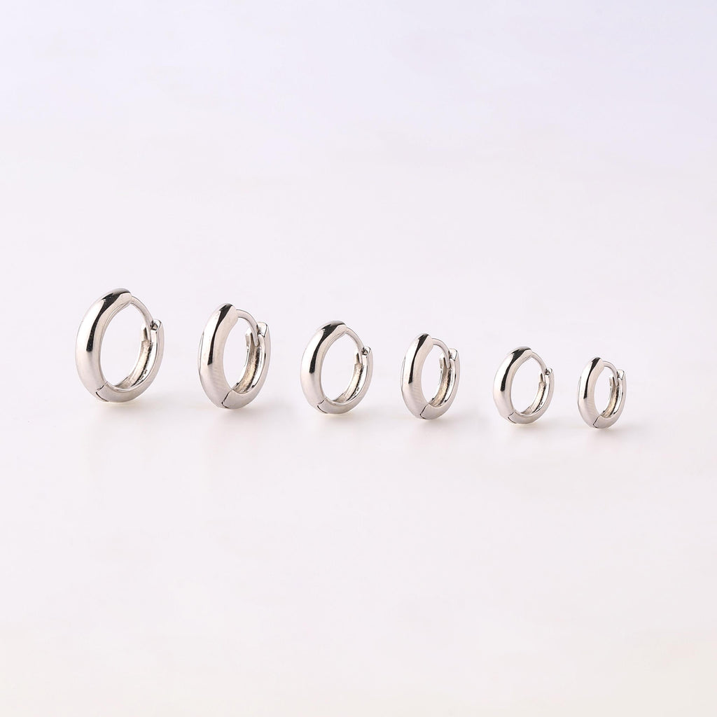 Sterling Silver Thick Huggie Hoop Earrings