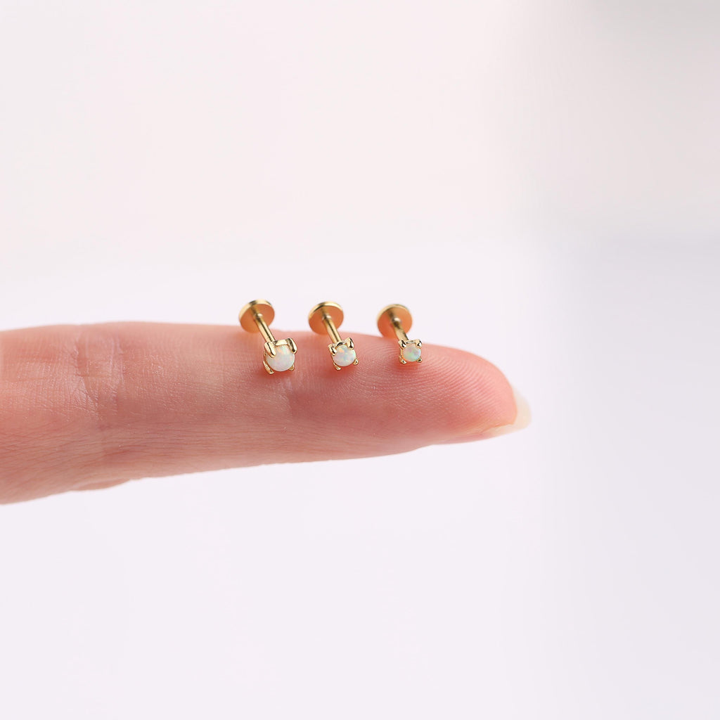 Tiny White Opal Flat Back Stud