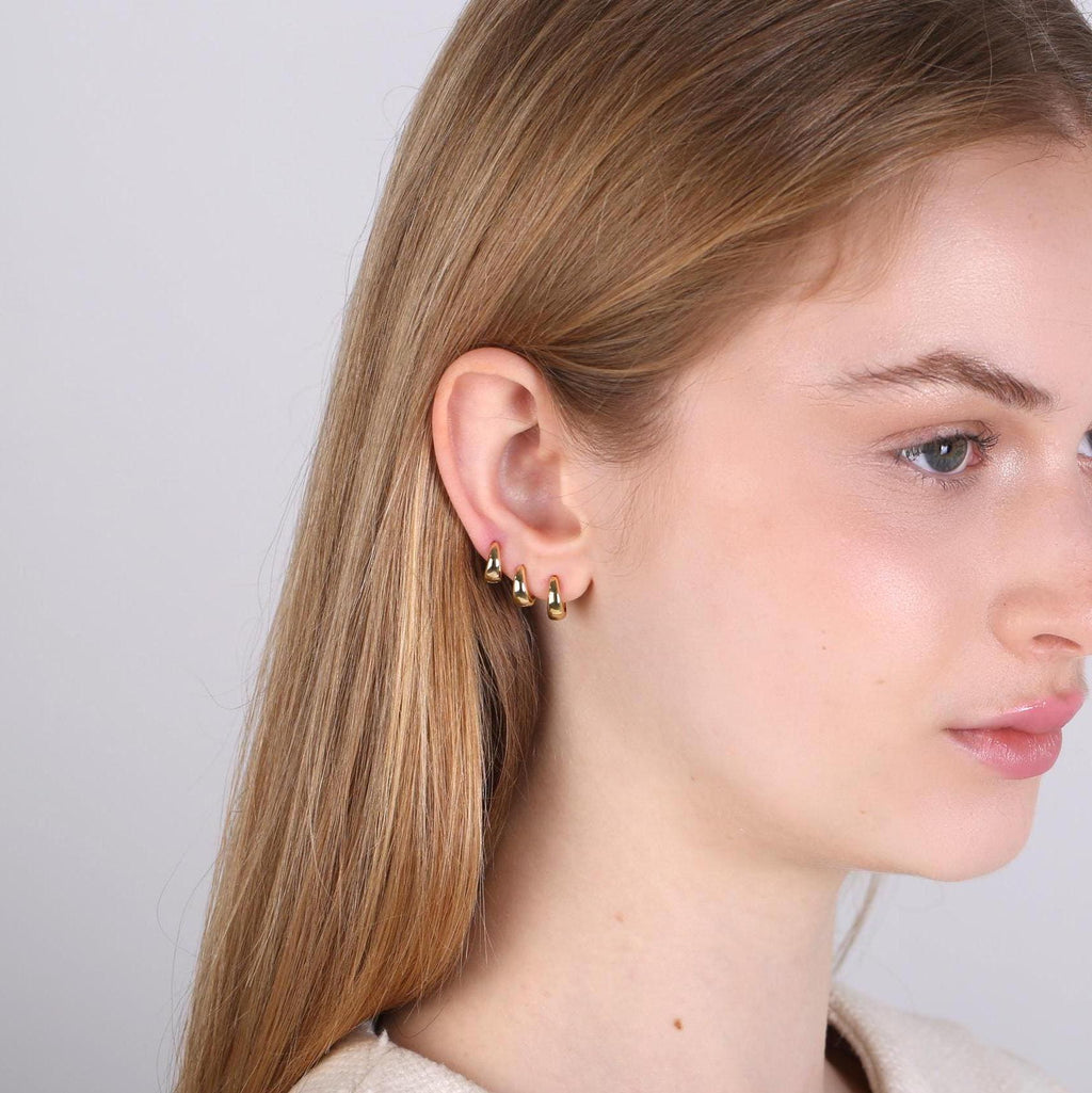 Sterling Silver Tapered Huggie Hoop Earrings