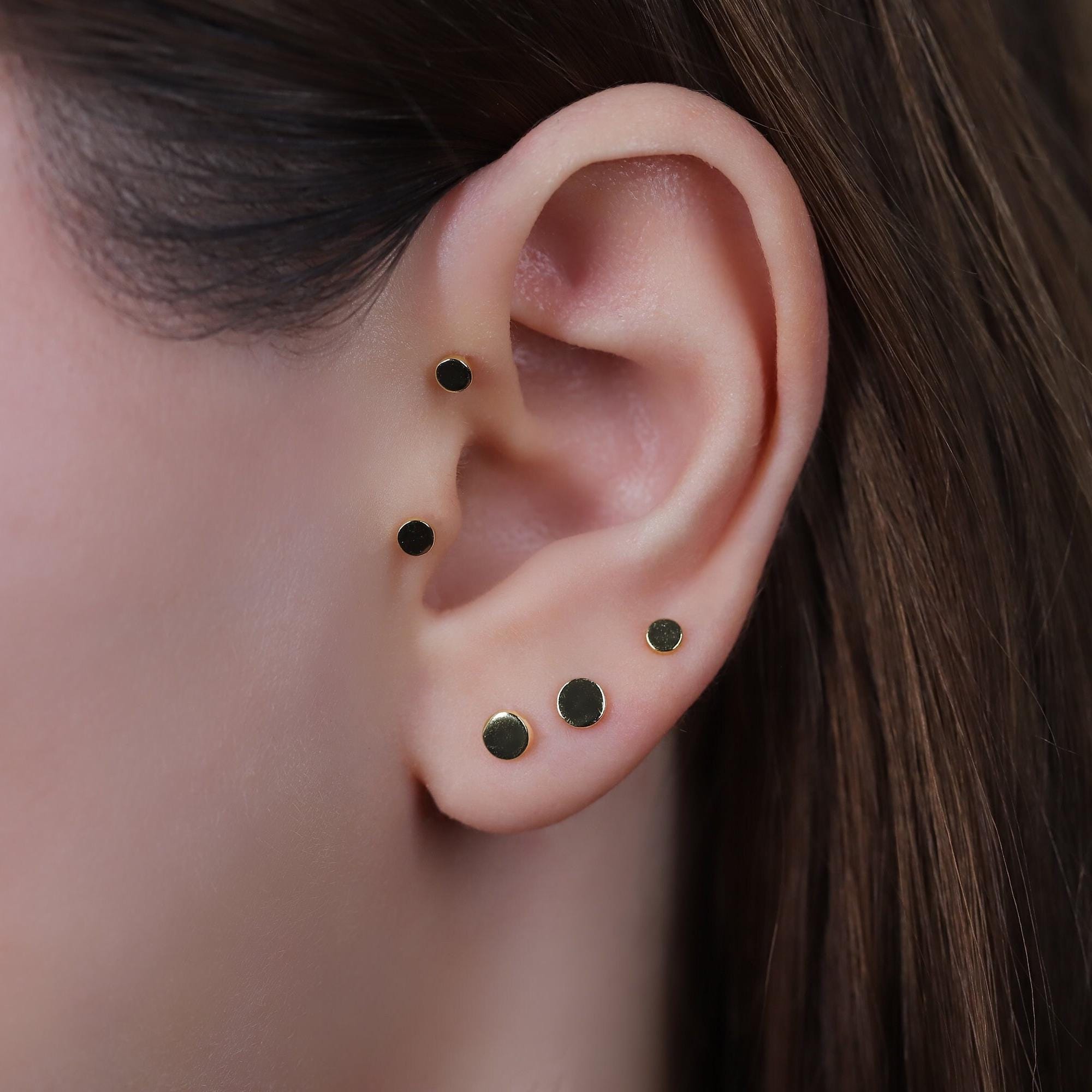 Sterling Silver Flat Disc Stud Earrings