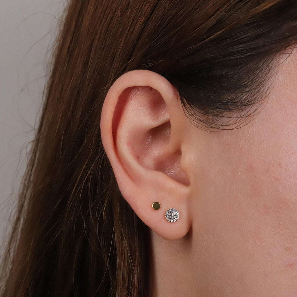 Sterling Silver Flat Disc Stud Earrings