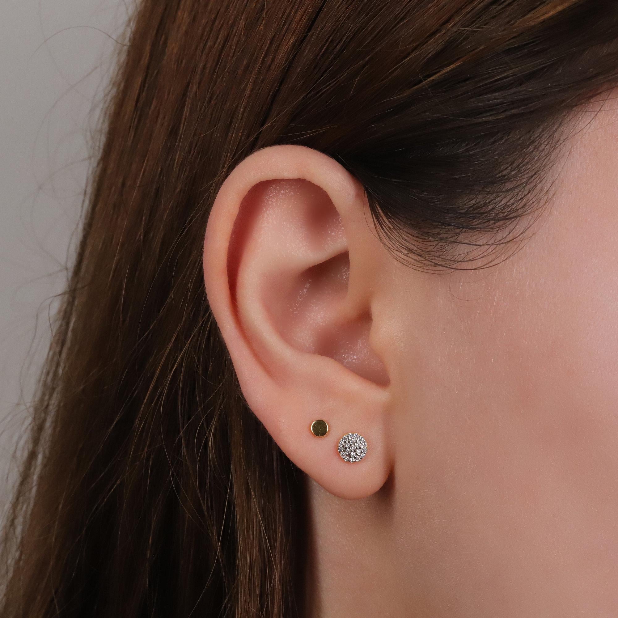 Tiny Flat Disc Stud Earring with Ball Backing