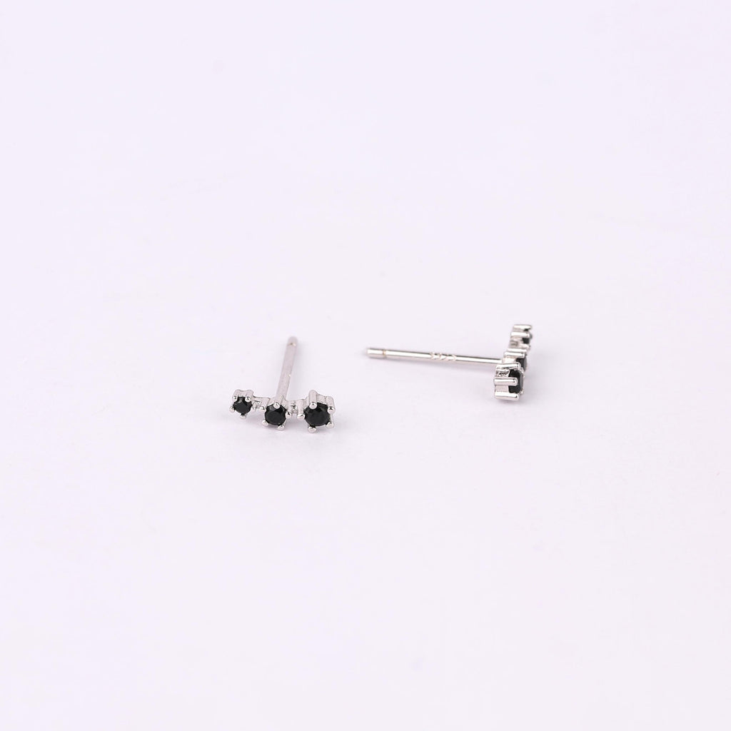 Black CZ Climber Stud Earrings