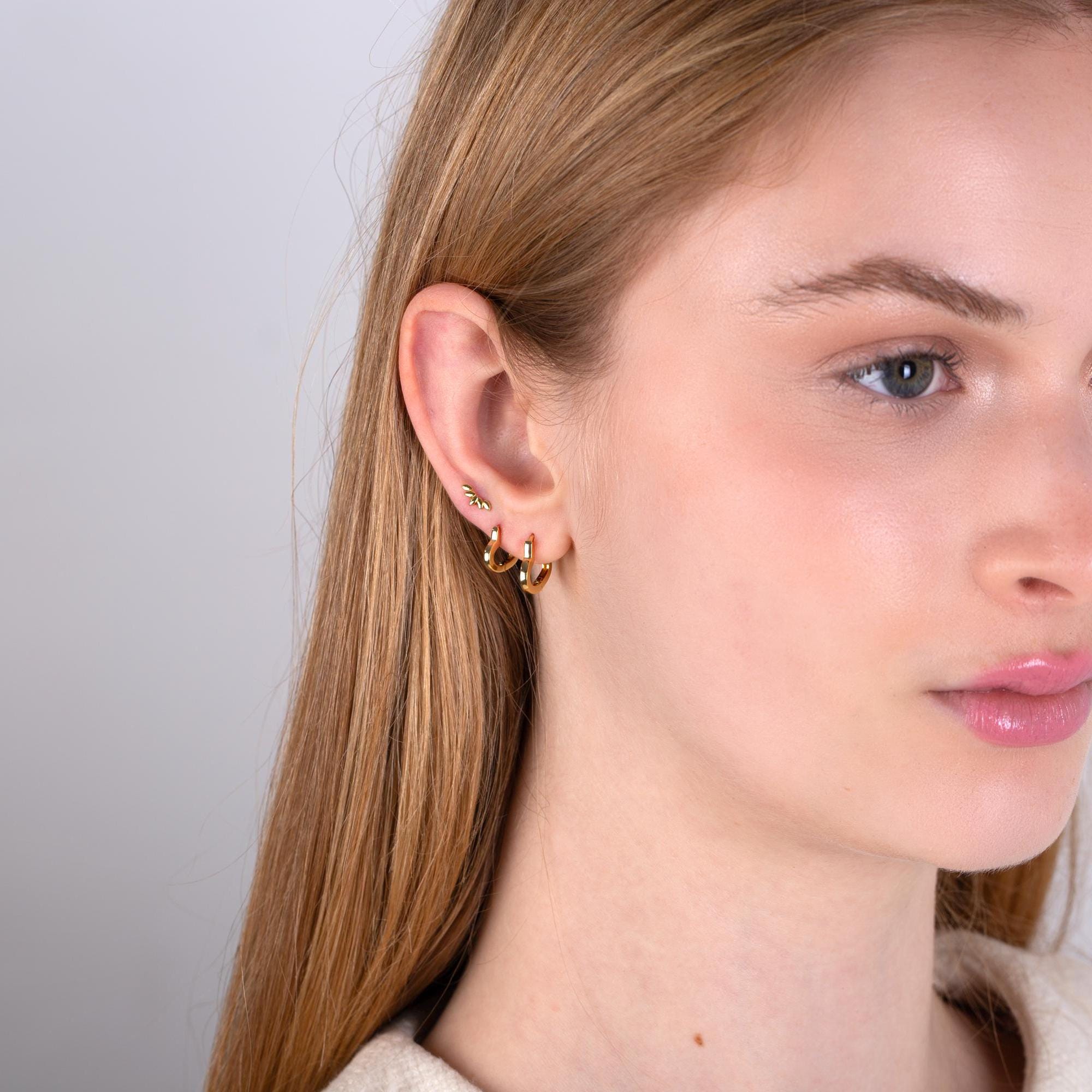 Gold Heart Huggie Hoop Earrings