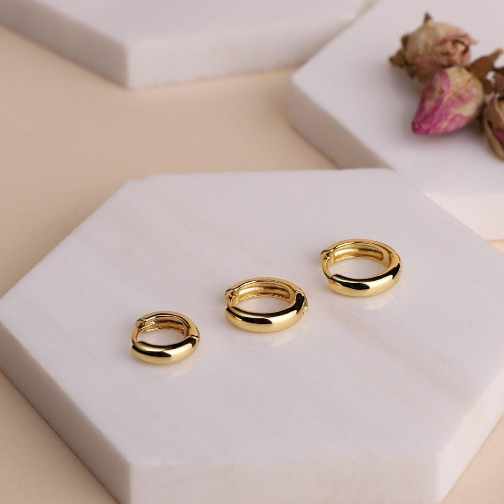 Silver Thick Huggie Hoop Earrings
