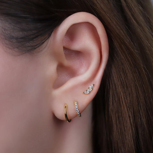 20G Diamond CZ Climber Stud Earrings with Ball Backing in