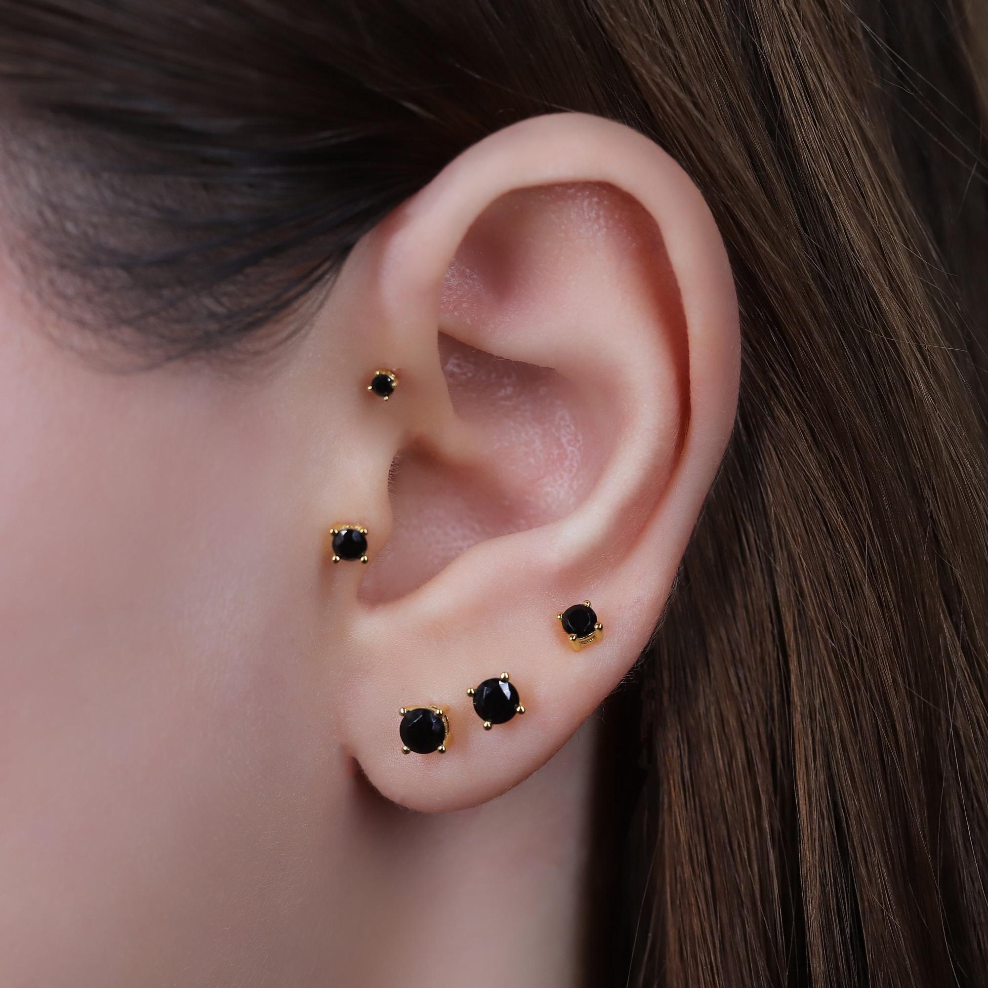 Sterling Silver Black Onyx Stud Earrings