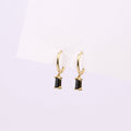 Black Stone Dangle Hoop Earrings