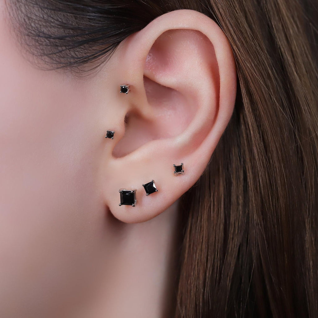 Square Black Onyx Stud Earrings