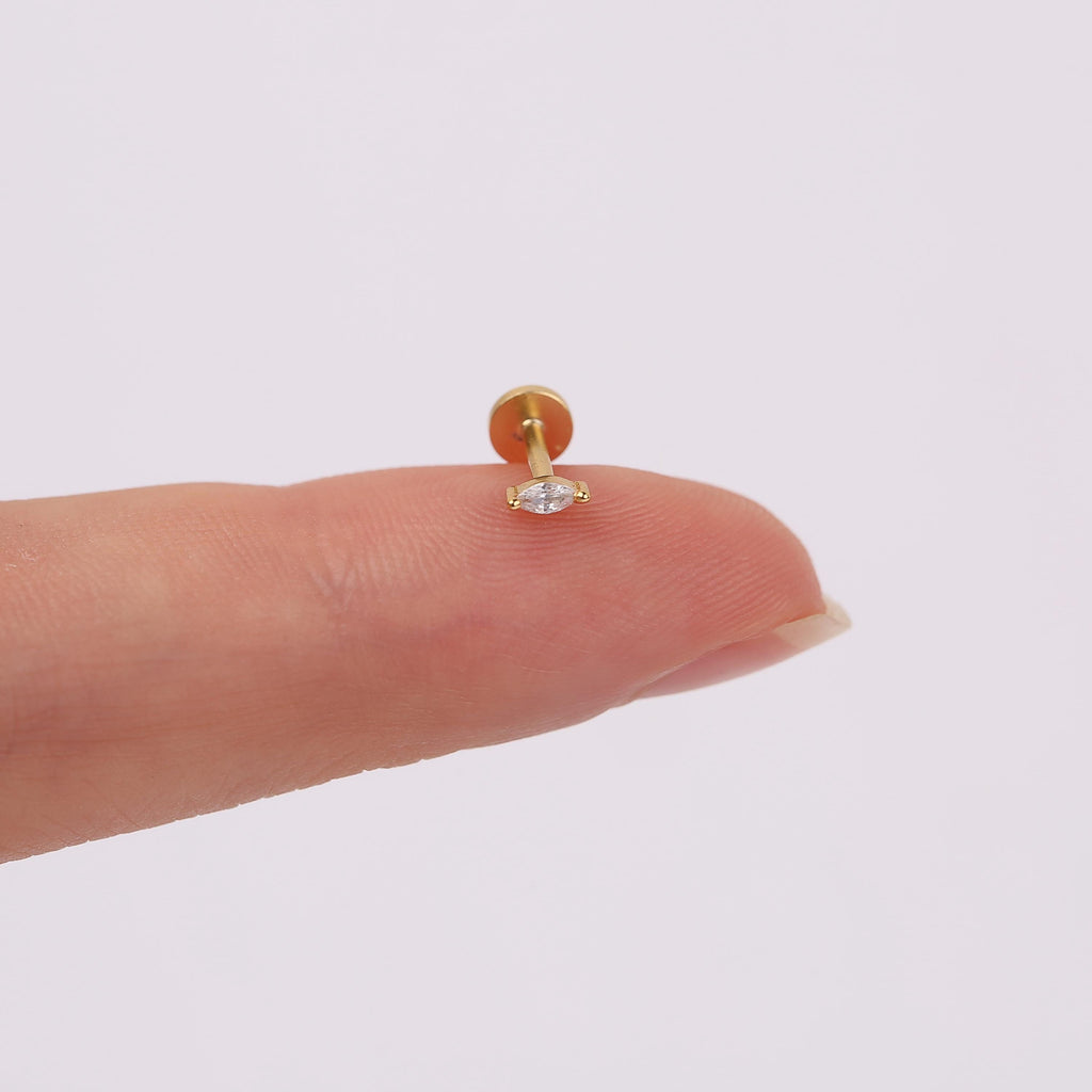 Dainty Marquise CZ Flat Back Stud
