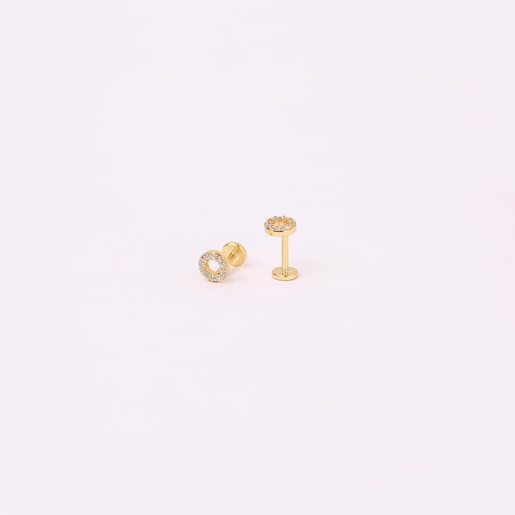 18G Pave CZ Open Circle Threadless Push Pin Stud