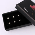 18g Gold Flower Shape Diamond CZ Threadless End Push Pin
