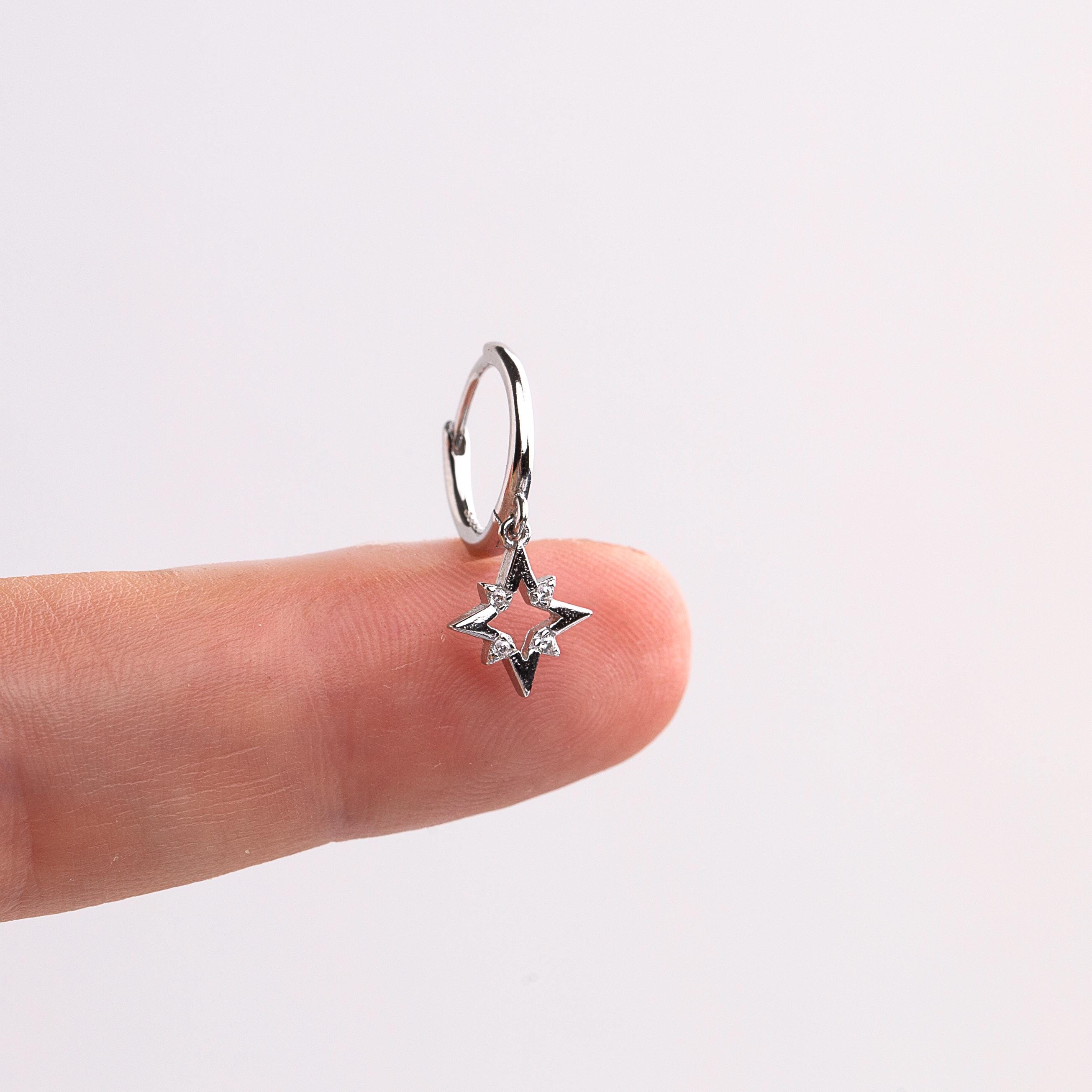 Tiny Star Dangle Hoop Earrings