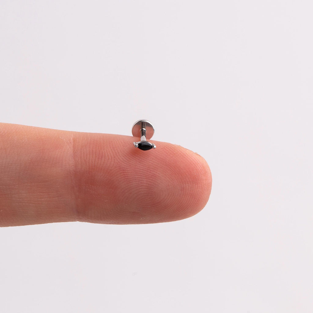 Black Marquise Flat Back Stud