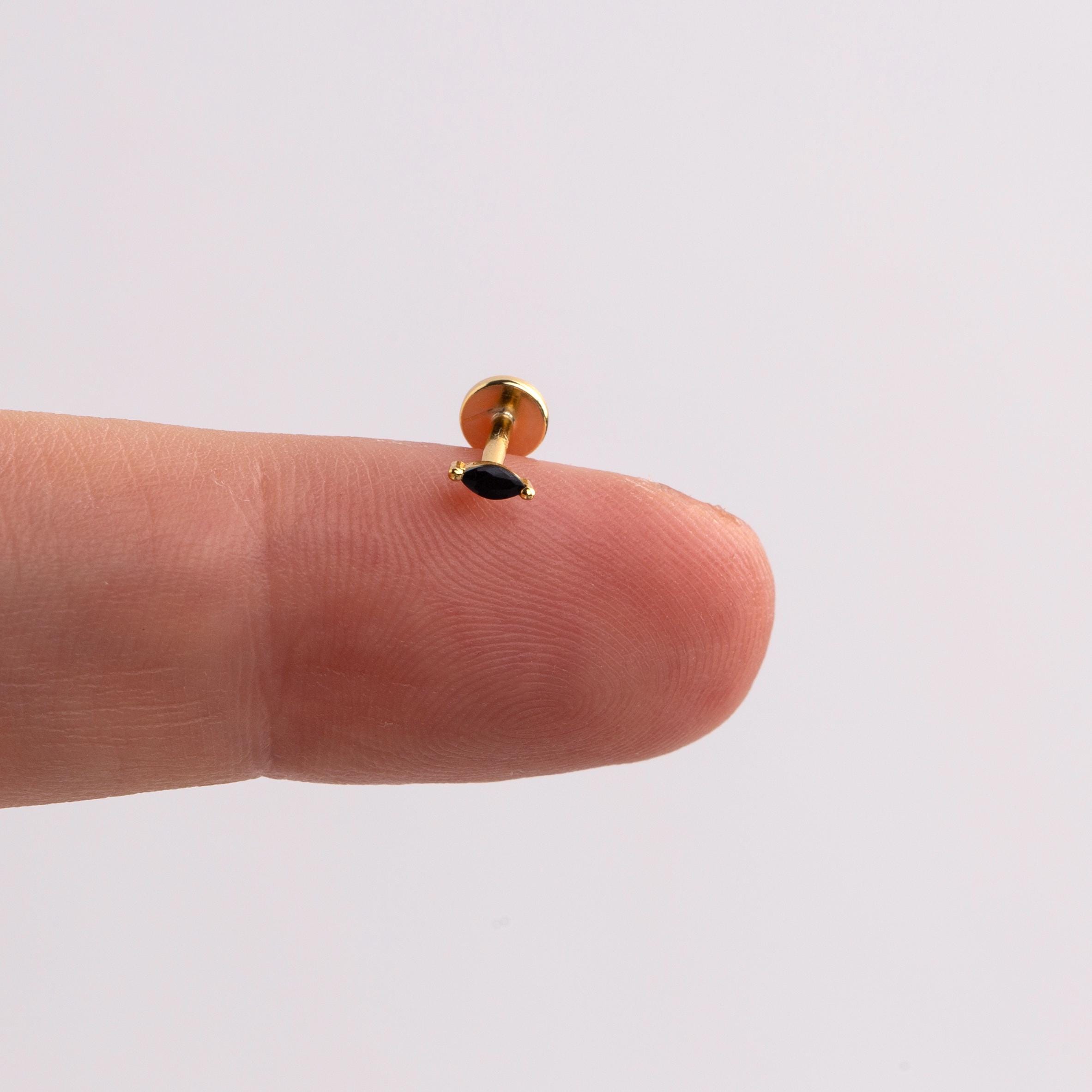 Black Marquise Flat Back Stud