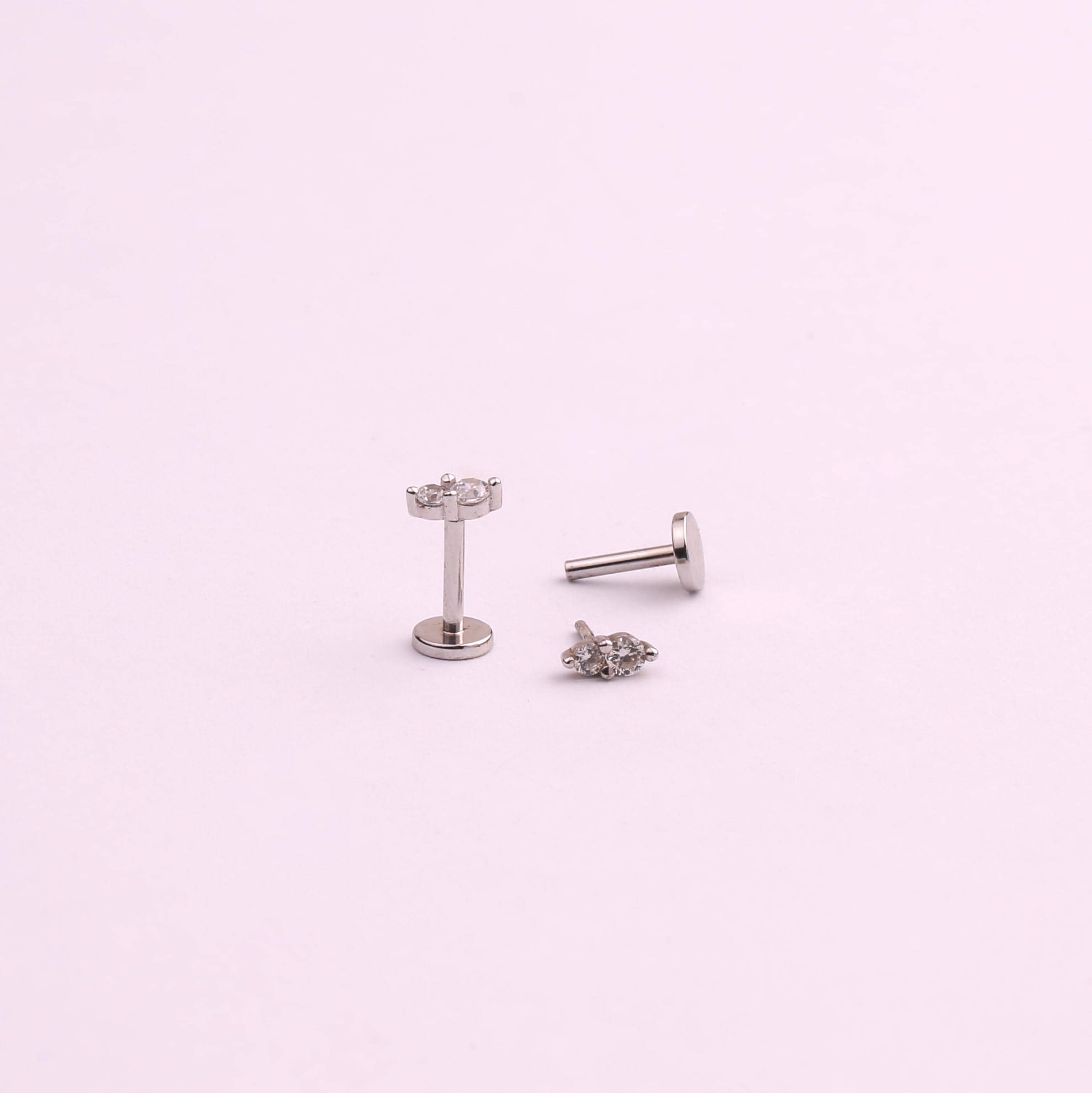 Dainty Double CZ Flat Back Stud