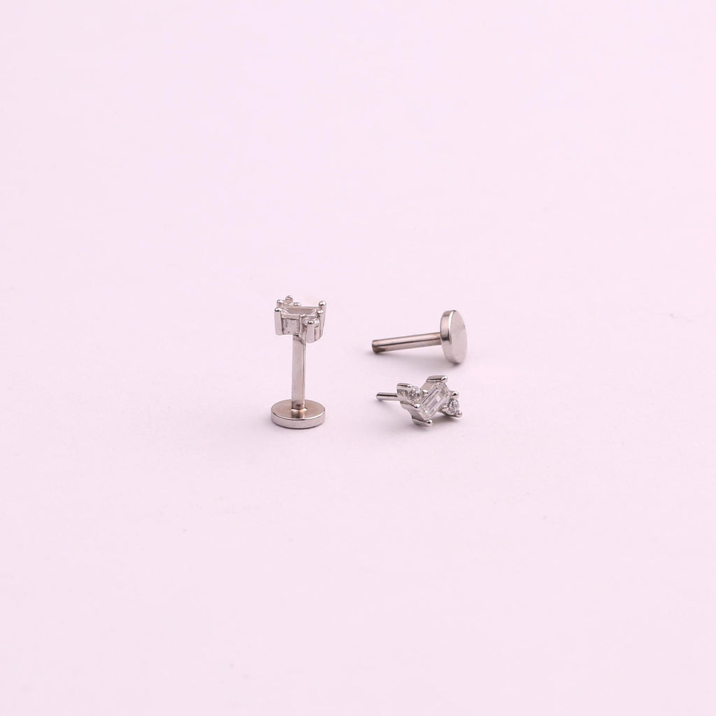 Three CZ Flat Back Stud