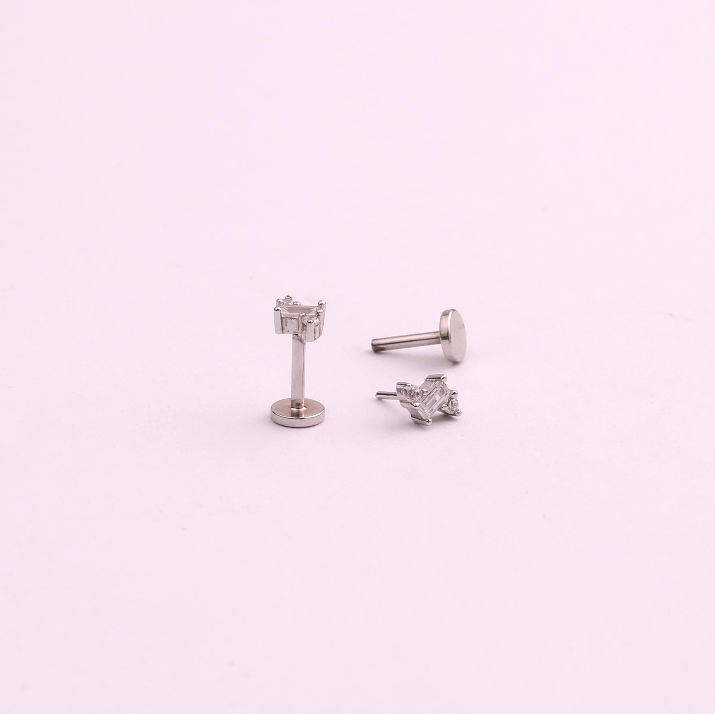 Three CZ Flat Back Stud