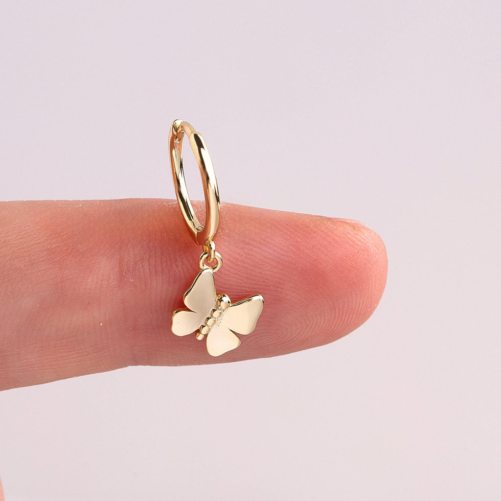 Butterfly Charm Hoop Earrings