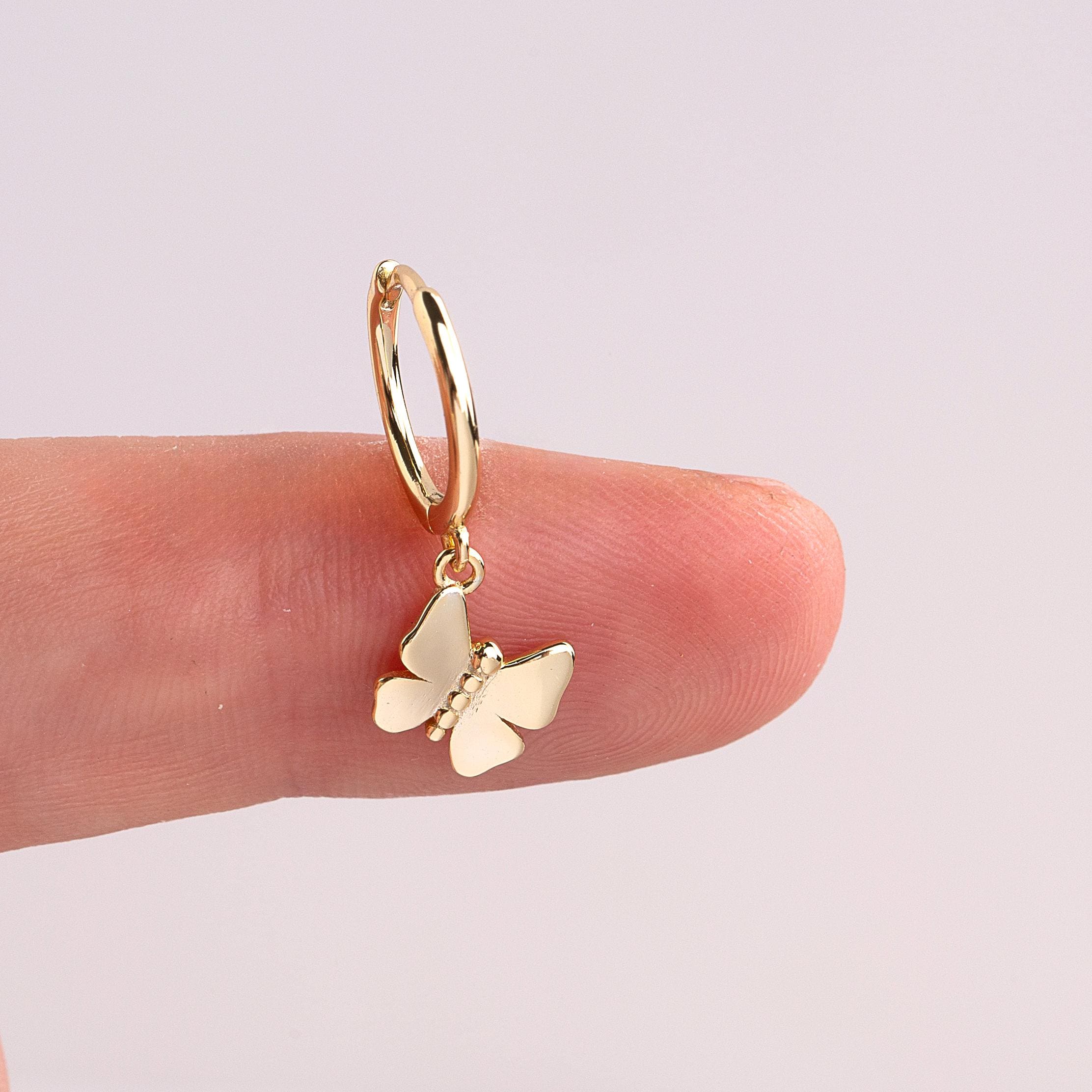 Butterfly Charm Hoop Earrings