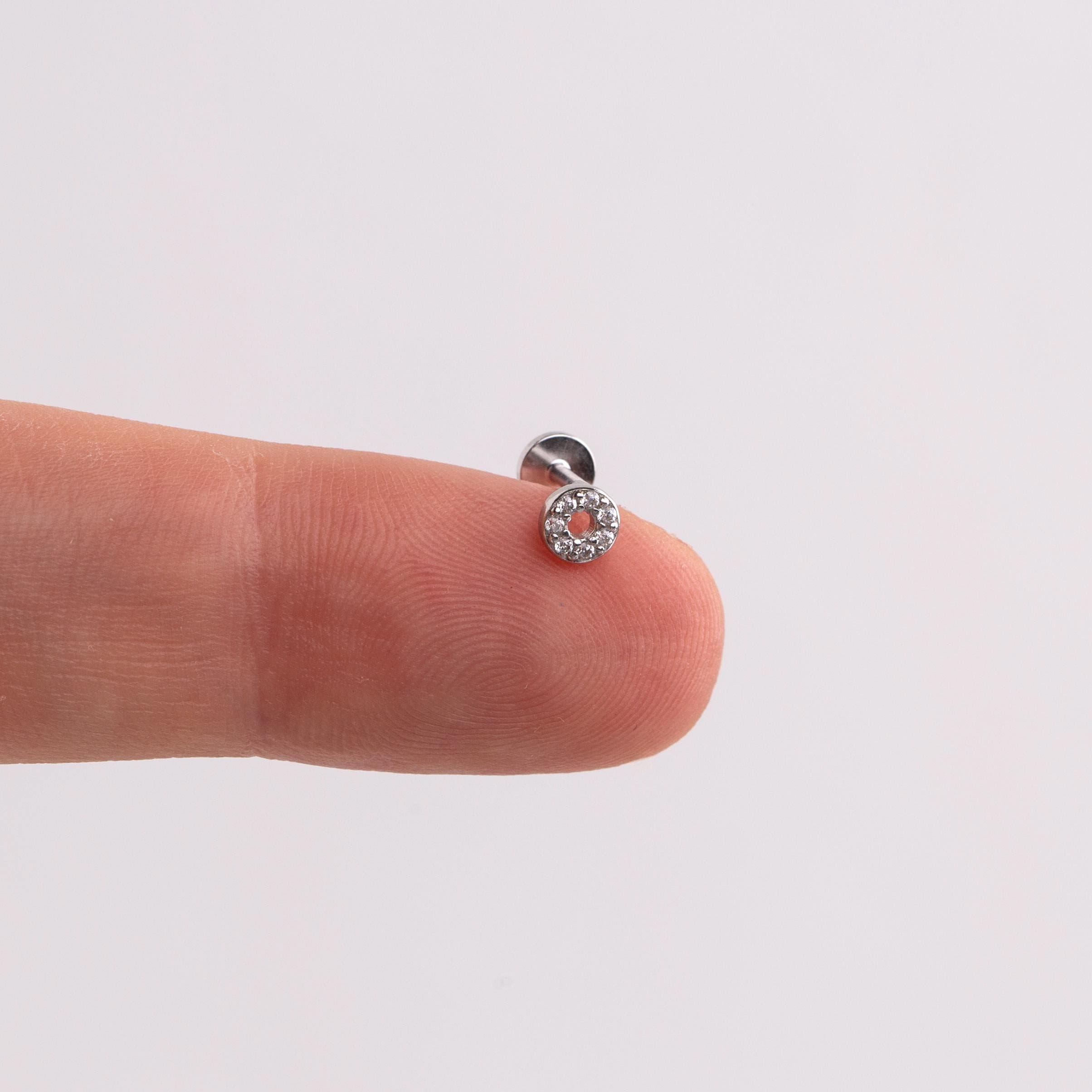 18G Pave CZ Open Circle Threadless Push Pin Stud